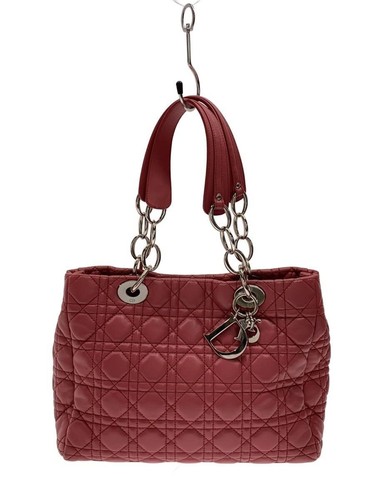 Christian Dior Shoulder Bag Cannage Chain Lady Leather PNK Used