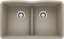 Blanco 442074 Diamond 32" Undermount Double Basin SILGRANIT Low - Truffle