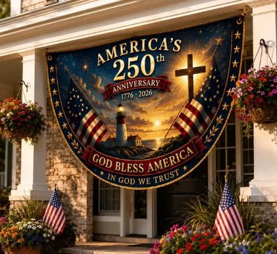 USA 250th Anniversary Patriotic Bunting Banner, Freedom Porch Decor