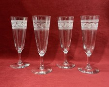 Baccarat Athenienne 4 Fluted Glasses Sektgl ser Flutes A Champagne Cristal Grav 