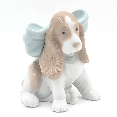 Vtg 1999 NAO Cocker Spaniel New Baby''Puppy Present''Bow/Hand Made Spain by Lladro