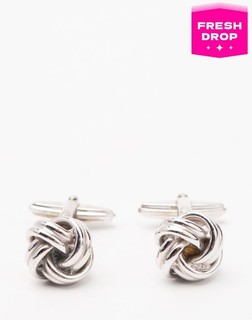 RRP€170 LANVIN Metal Knot Cufflinks Engraved Logo