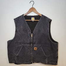 Carhartt Vest Full Zip Men s 2XL Black Sherpa Lined Duck Canvas Workwear V26 BLK