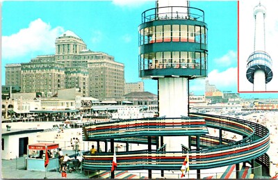 Postcard Sky Tower Atlantic City New Jersey, Rotating 2-tier Elevator Attraction