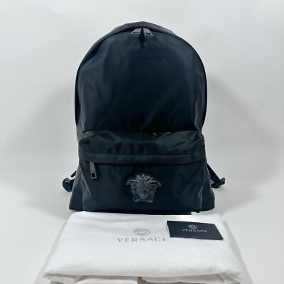 Versace La Medusa Palazzo Black Nylon Backpack NWT $1,450 | eBay