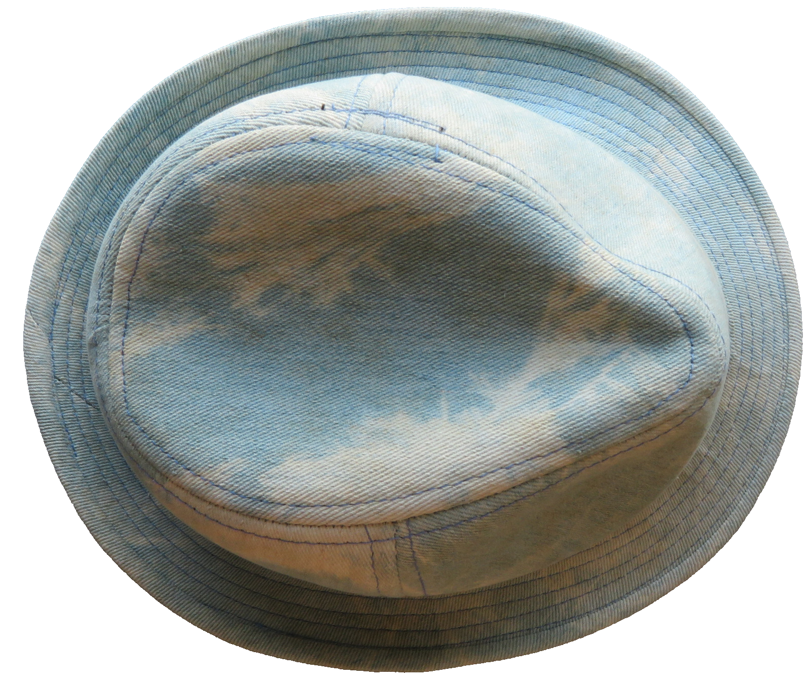 Unisex Cotton Tie-Dye Denim Fedora Hat Light Blue Never Worn-image