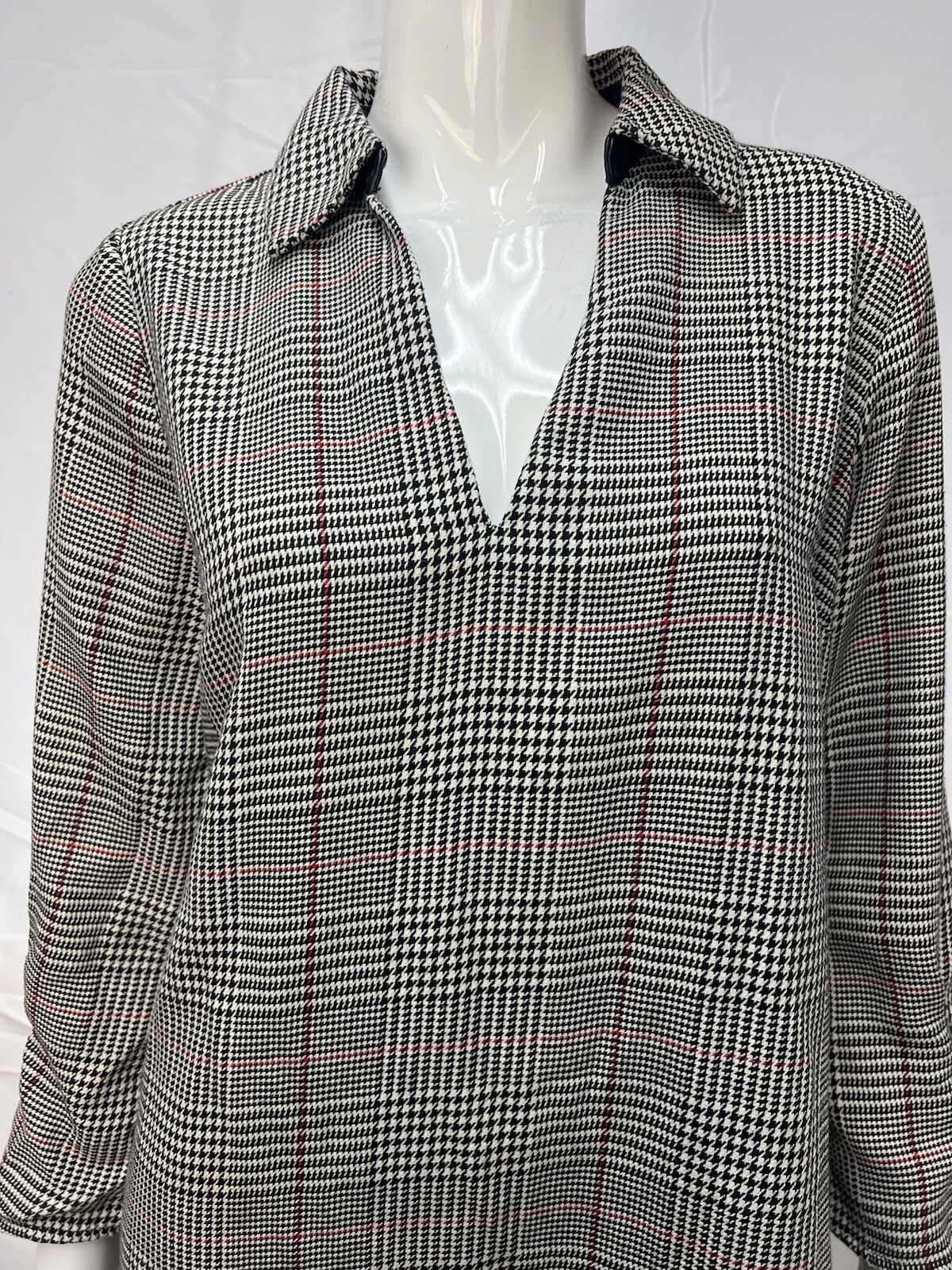 Zara Basic Black White Houndstooth Red Plaid Coll… - image 3