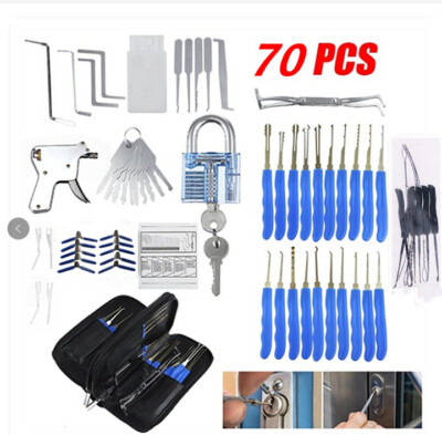 70Pcs Unlocking Lock Pick Set Key Extractor Transparent Practice Padlock Tool