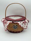 Longaberger Be My Valentine Sweet Heart Basket Handkerchief Combo Love Bird Lid