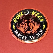 Pinback Button ~ Howl Ween Red Wolf