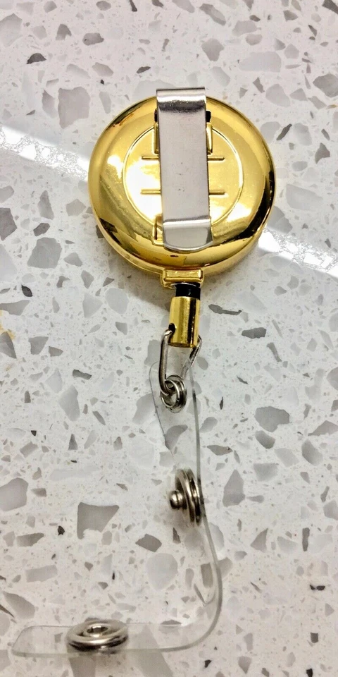 DHS CBP TSA ID Soporte Oro sobre Oro Logo Todo Metal Carrete Retráctil Foto 3 de 3