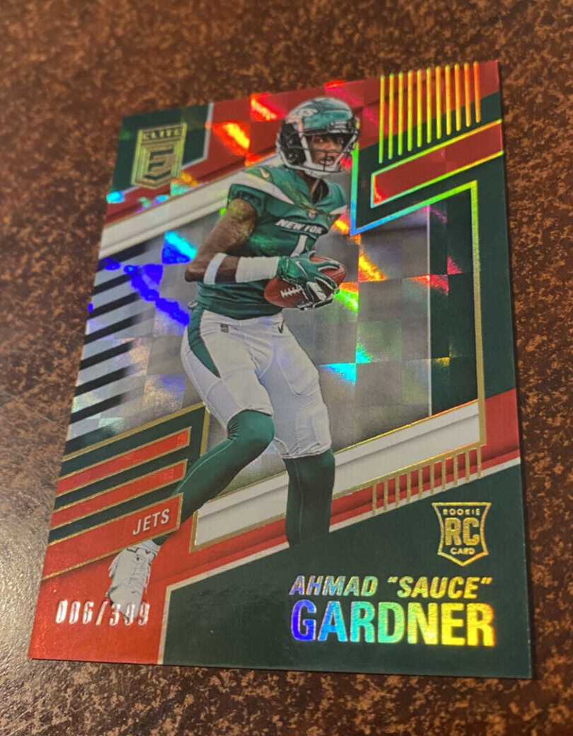 2022 Elite AHMAD " SAUCE " GARDNER RED Squared Rookie RC #'d /399 NEW YORK JETS