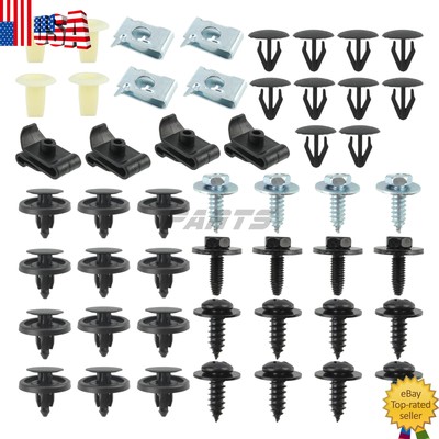 AUXITO 50pcs Engine Under Cover Clips & Underbody Mudguard Shield Screws – Metal/Plastic Fasteners For Toyota Lexus (Black)