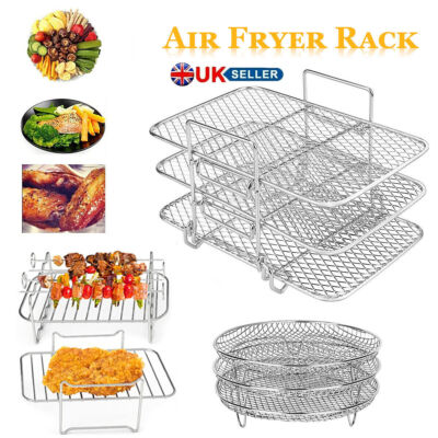 Air Fryer Rack Stainless Steel Double Basket Liners Grill For - Foto 5