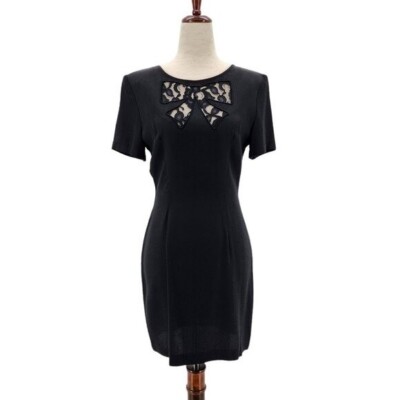 Vintage Brioche California Black Lace Short Mini Cocktail Dress Womens 3/4  | eBay