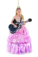 TAYLOR SWIFT With Guitar Glass Christmas Ornament, by Cody Foster