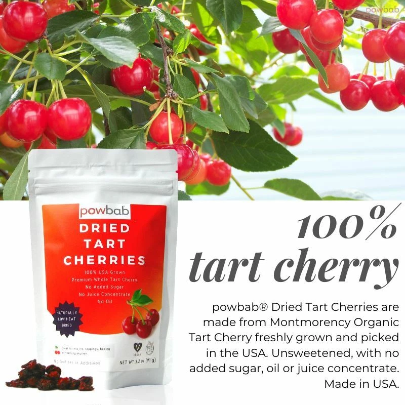 powbab Dried Tart Cherries - 100% USA Montmorency Organic, Unsweetened (3.2 oz) - Image 3 of 4