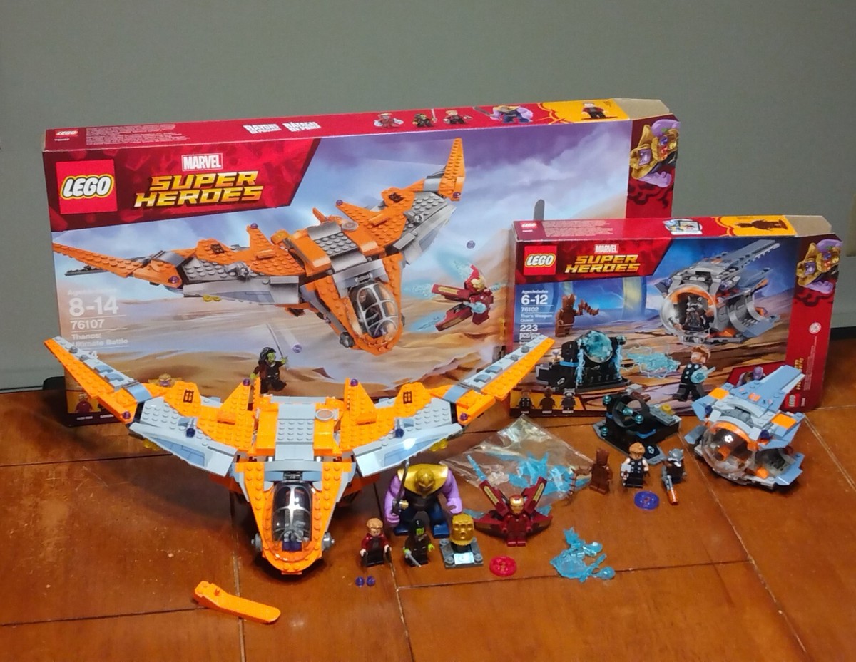 Lot of Lego Marvel Sets 76107 Thanos Ultimate Battle 76102 Thor's Weapon  Quest