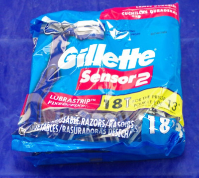 36 NEW Gillette Sensor2 Disposable 2 Blade Razors With Lubrastrip And Pivot