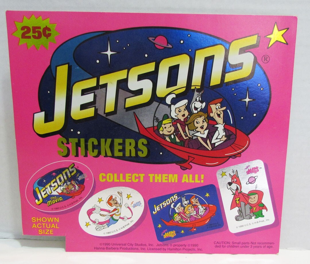 THE JETSONS STICKERS 1990 BUBBLE GUM MACHINE VENDING DISPLAY CARD HANNA BARBERA