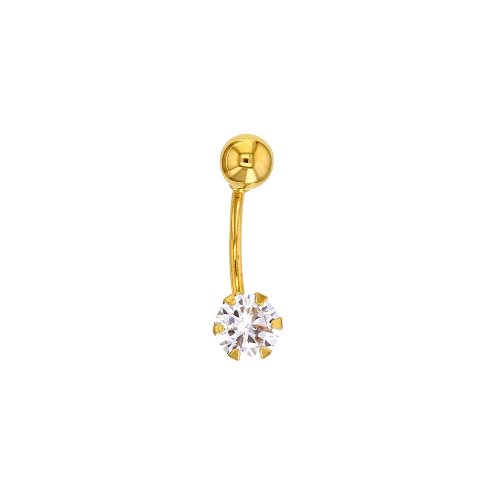 Piercing de nombril Or 750/1000 et oxyde de zirconium 6 mm pour femme