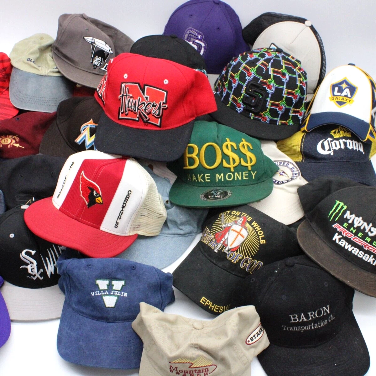 Lot Of 35 Hats Mix Vintage To Modern Sports Advertising Baseball