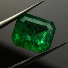 6 Ct Green Natural Colombian Emerald CERTIFIED Loose Gemstone Emerald Cut
