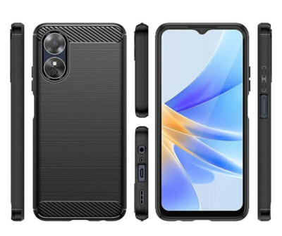 FÜR OPPO A17 - CARBON Simple Case Tasche Handy Case Cover Schutzhülle SCHWARZ
