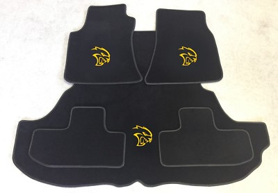 Autoteppich Kofferraum Set für Dodge Challenger Hellcat 2008-13 gelb Kl. Velours