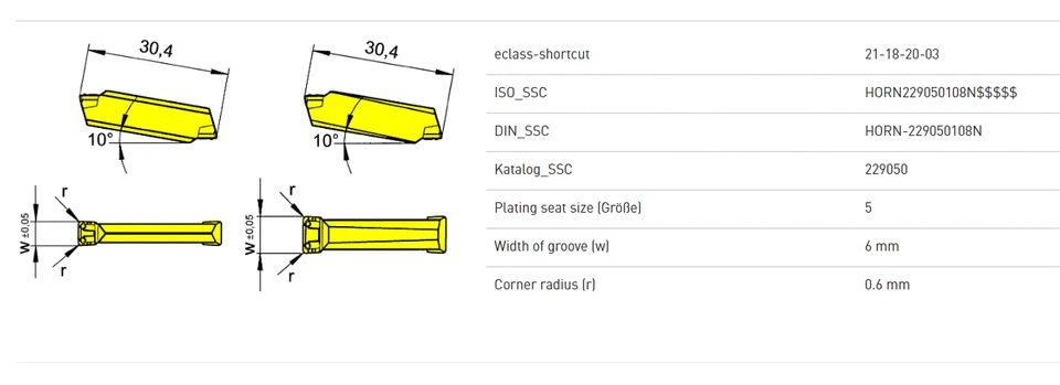 INSERTOS RANURADO Y TORNEADO DE CUERNO S229.0600.L6 AS62 HECHO EN ALEMANIA NUEVO 10 uds. Foto 3 de 3