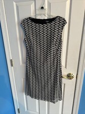 Chaps Women Sleeveless Dress Black White Size 6 Gently Used
