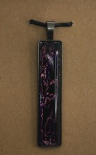 Handmade Antique Dark Metal Hand Painted Glass Pendant 2  Rectangle Bar New 2236