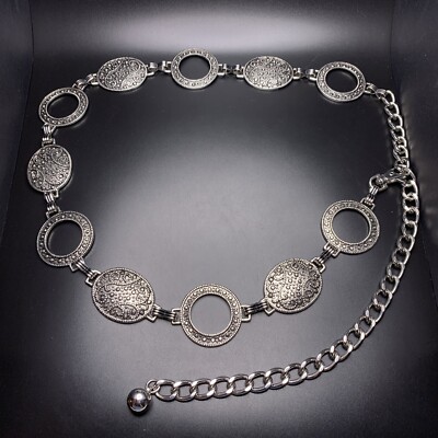 Silver Tone Belt Textured Adjustable 32 33 34 35 36 37 38 39 40 41 42 Inch