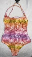 AYRA Swim One-piece Tie Dye Strappy Cheeky Small New Tags BC1