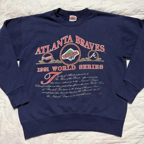 Vintage 1991 Nutmeg Atlanta Braves World Series Sweatshirt Men’s Large 90s MLB