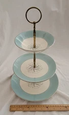 Vintage Collectible Homer Laughlin Blue 3 Tier Tidbit Hors D'oeuvre Tray