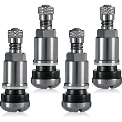 Pack of 4 Universal Metal Valves for Alloy Wheels, Aluminium Valve, Grey...