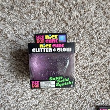 NeeDoh Nice Cube Glitter and Glow, Nee Doh Squishy, Glowing Ice Cube purple