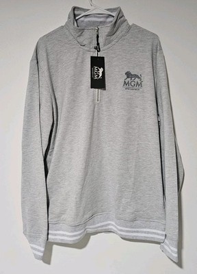 Brand New MGM Quarter Zip Grey Pullover Mens XL 40% Cotton 60 Polyester NWT