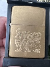 1995 Brass Zippo Lighter / Tobacco Company Restaurant Cigar Store Indian MIB