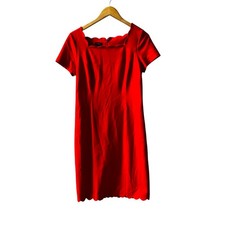 Talbots Red Scallop Hem Short Sleeve Dress Size 4