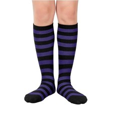 Toddler Soccer Socks Breathable 4-6 Years 1 Pairs Black Purple Stripes