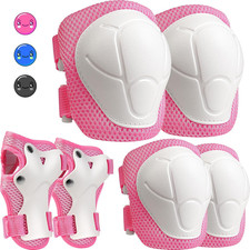 Kids Protective Gear Set, Knee and Elbow Pads with Wrist Guards for Ages 3-8 Yea