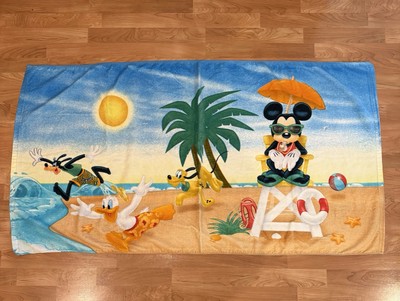 Mickey Mouse Lifeguard Beach Towel Goofy Pluto Donald Duck Swimming Disney Store