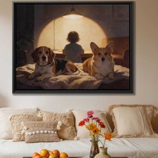 Oil Painting Dog Beagle Corgi Canvas Print Living Room Decor Animal Wall Art