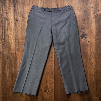 Brooks Brothers Regent Fit Grey Blue Wool Blend Dress Pants Mens W36 L26 Flat