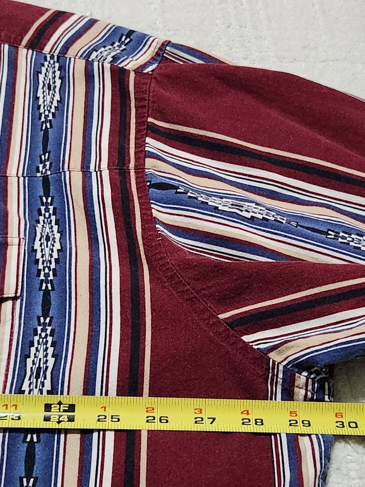 Vintage Wrangler Aztec Western Pearl Snap Shirt Men 3XL* Southwest Beige Rust - Image 3 of 4