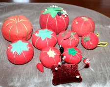 Vintage Lot of 10 Tomato Strawberry Pin Cushions Sewing