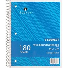 Sparco Wirebound College Ruled Notebooks 83255