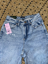 Wild Fable Women  s High-Rise Tapered Jeans Light Wash Blue Distressed 5-Pocket